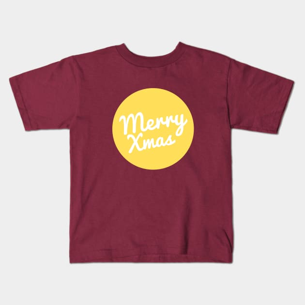 Merry Xmas Yellow Design Kids T-Shirt by ibarna